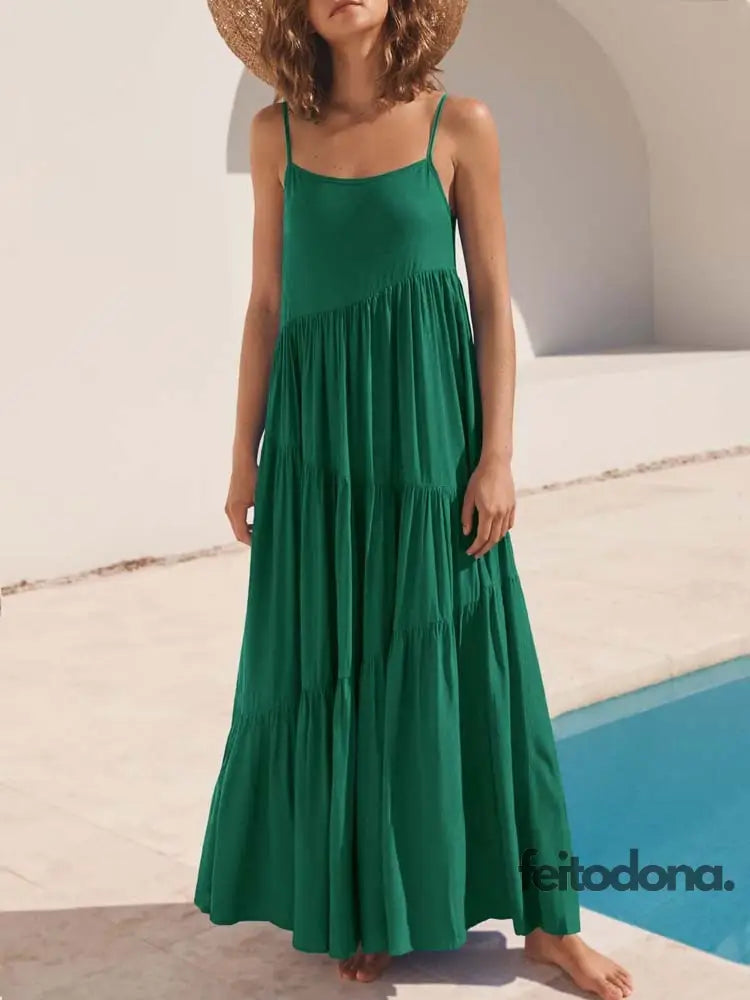 2023 Summer Beach Long Dress Women Loose Maxi Sleeveless Ladies Party Dresses For