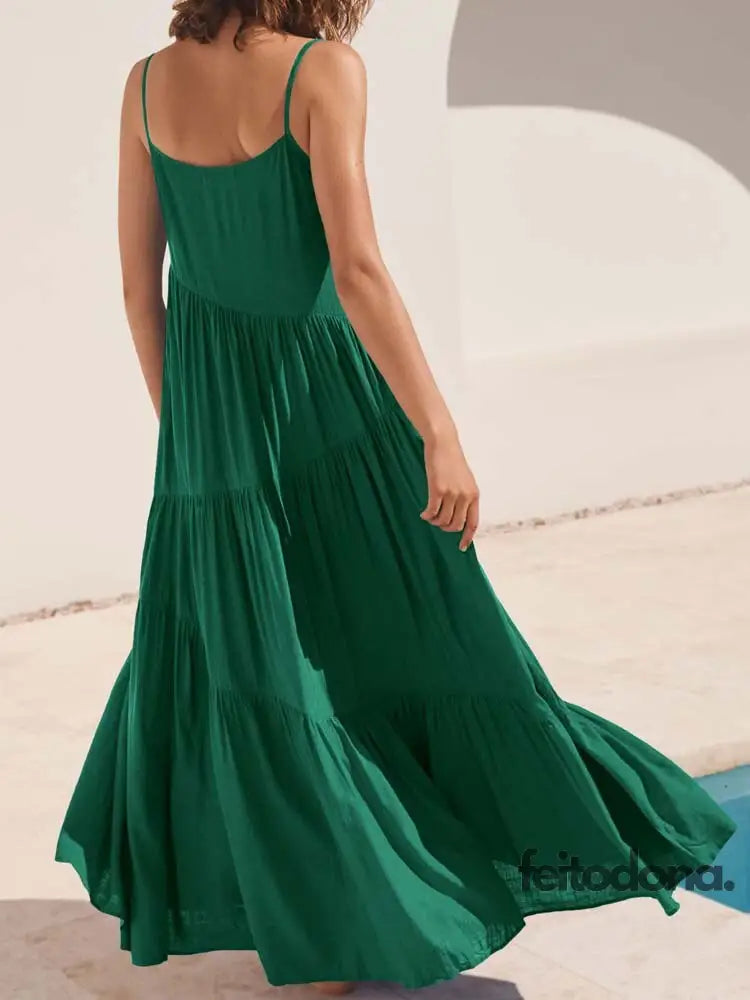 2023 Summer Beach Long Dress Women Loose Maxi Sleeveless Ladies Party Dresses For