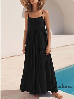 2023 Summer Beach Long Dress Women Loose Maxi Sleeveless Ladies Party Dresses For