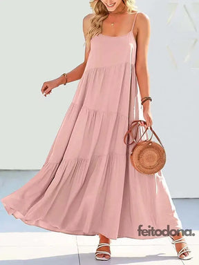 2023 Summer Beach Long Dress Women Loose Maxi Sleeveless Ladies Party Dresses For