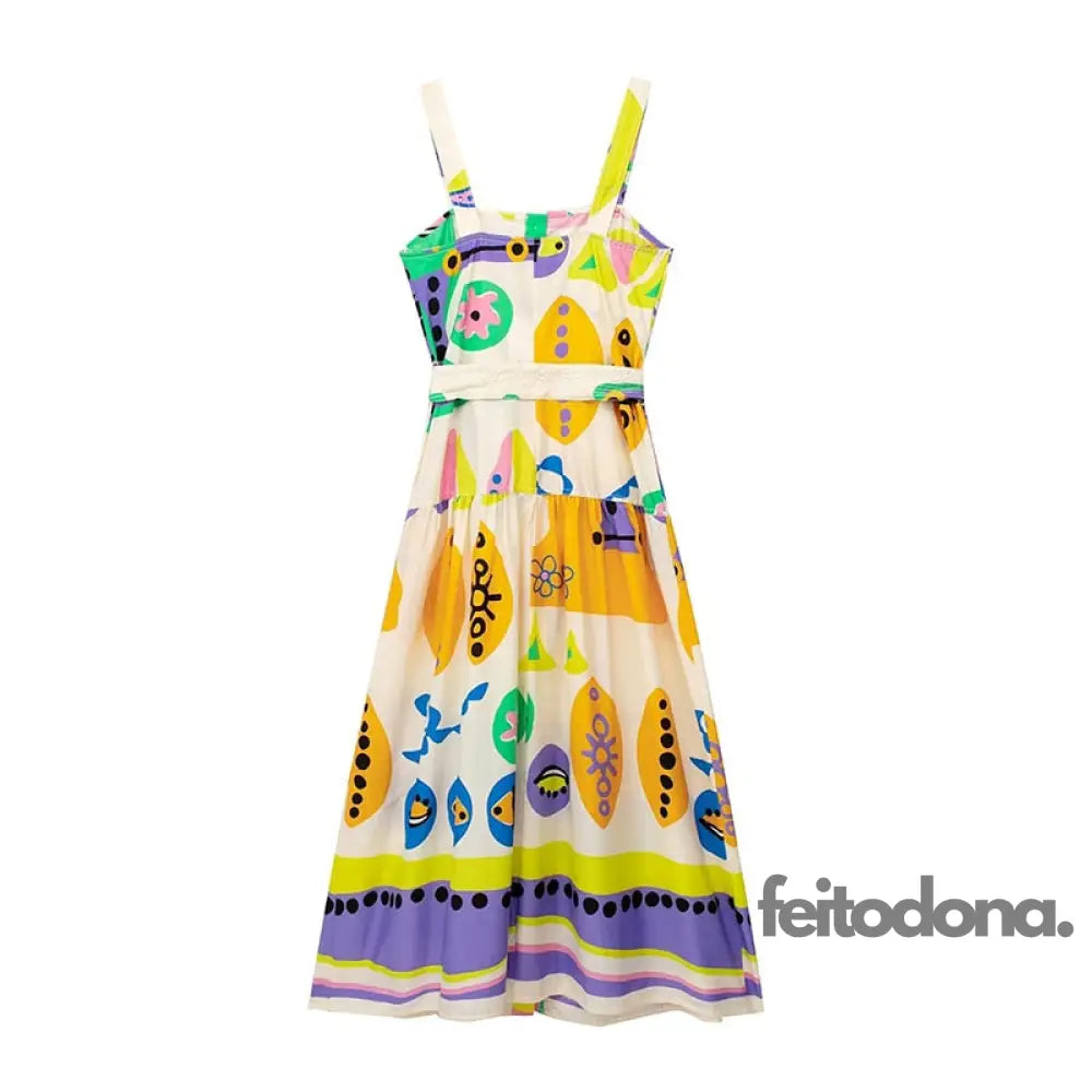 Vestido Midi Estampado Olga