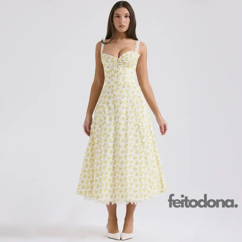 Vestido Midi Floral Amarelo / Pp