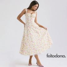 Vestido Midi Floral Bege / Pp