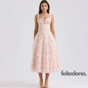 Vestido Midi Floral Rosa Chá / Pp