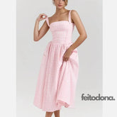 Vestido Midi Xadrez Rosa / P