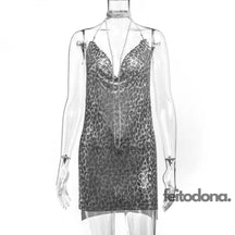 Vestido Party Charmaint Leopardo Prateado / P