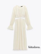 Vestido Plissado Aline Branco / Pp