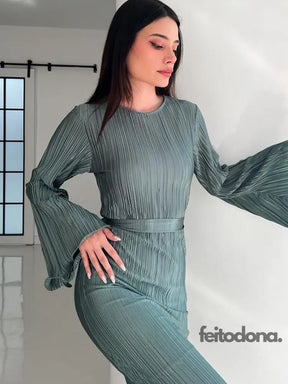 Vestido Plissado Eva Luxe