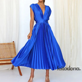 Vestido Plissado Maíra Azul / P