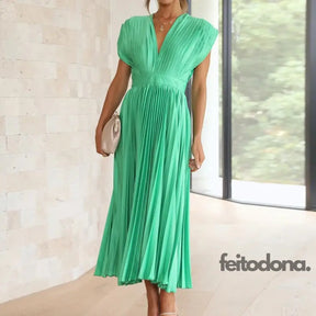 Vestido Plissado Maíra Verde / P