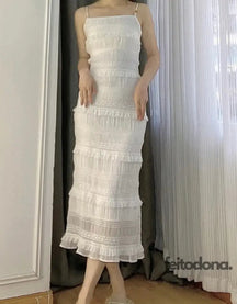 Vestido Plissado Mariah Branco Com Missangas / P