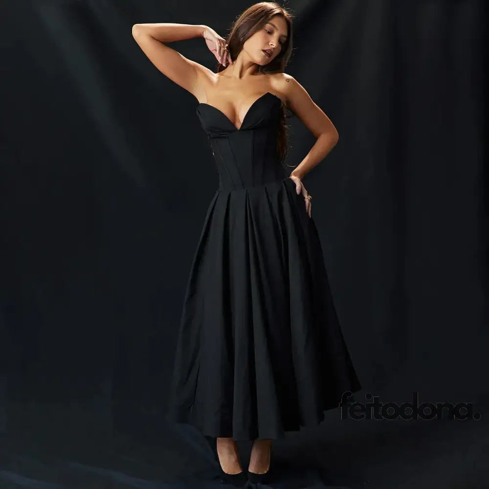 Mingmingxi Strapless Formal Occasion Dress Black Sexy Bodycon Corset Party Dresses A Line Elegant